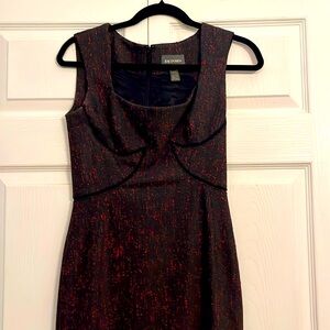 Wool Zac Posen black and red mid length sleeveless dress. Size 6.